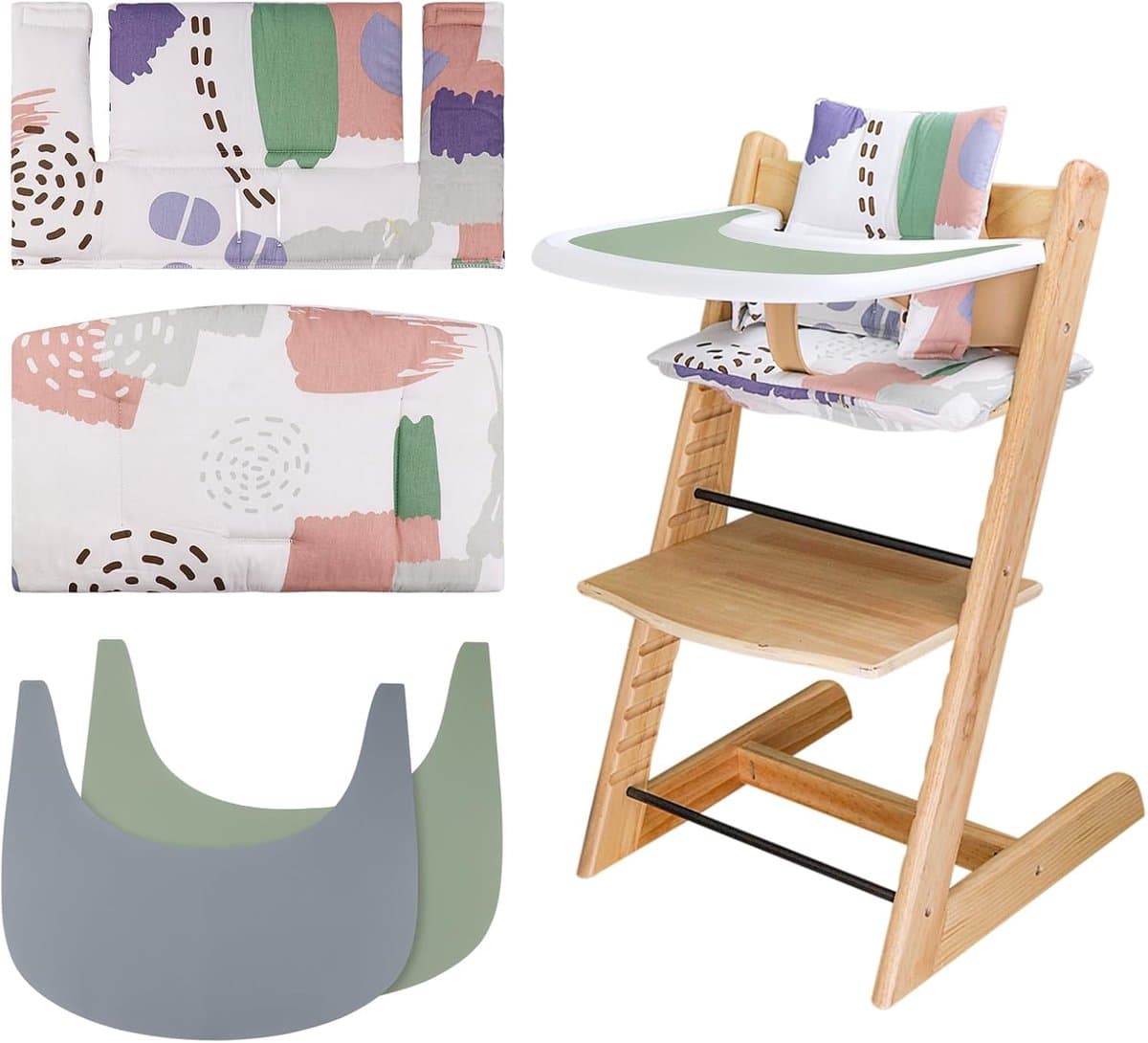 Comfortabel Kinderstoelkussen Set (2-Delig) voor Houten Kinderstoelen - Zacht Katoen & Eenvoudig Schoon
