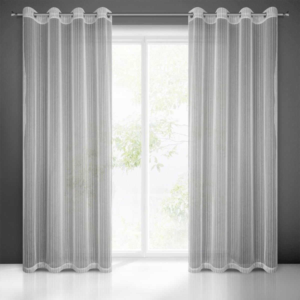 Eurofirany Neolia - Gordijn - Zilver - 140x250 cm - Glanzende Draad