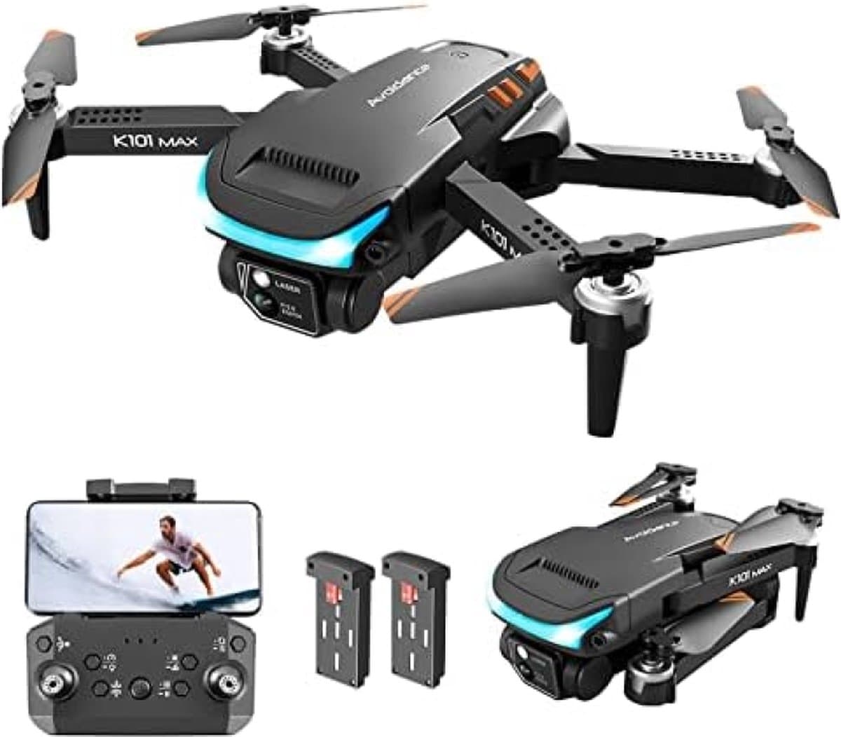 Drone met camera voor volwassenen 1080P HD FPV camera, drone voor beginners met hoogtebehoud, landing met één toets, vermijden van obstakels, snelheidsaanpassing, headless-modus, 3D flips,2 batterijen