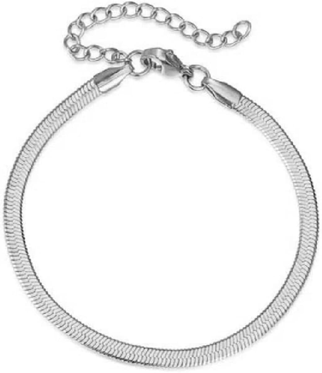 Kkjoy 2/3/4/5mm Platte Snake Chain Roestvrij Staal Snake Bone Ketting Armband voor Vrouwen Meisjes Dames, 16,69/7,48 inch, Verguld/Roestvrij Staal