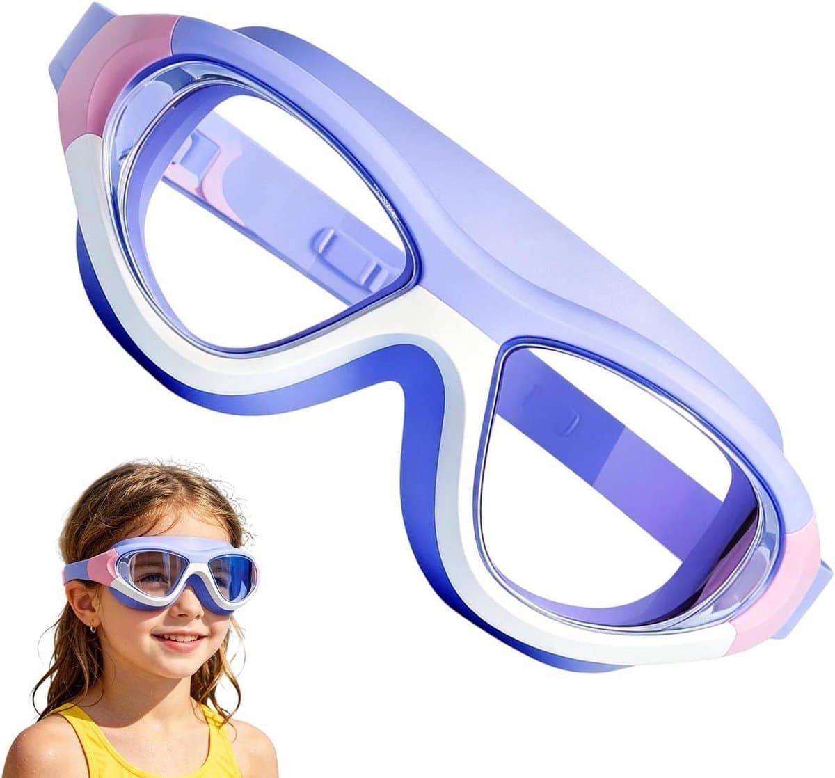 Zwembril Kinderen - Snorkelbril Jongeren - Onderwater Zicht - Anti-Condens - 17.5 cm - Blauw