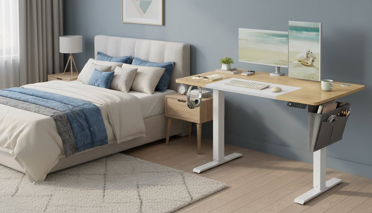 Elektrisch Zit-Sta Bureau 160x70 cm Verstelbaar - House&Garden OakMotion Pro Goud Eiken - Hoogte Verstelbaar Bureau met Geheugenfunctie, Kabelmanagement, Organizer & Haak - Ergonomisch Thuiswerk Bureau