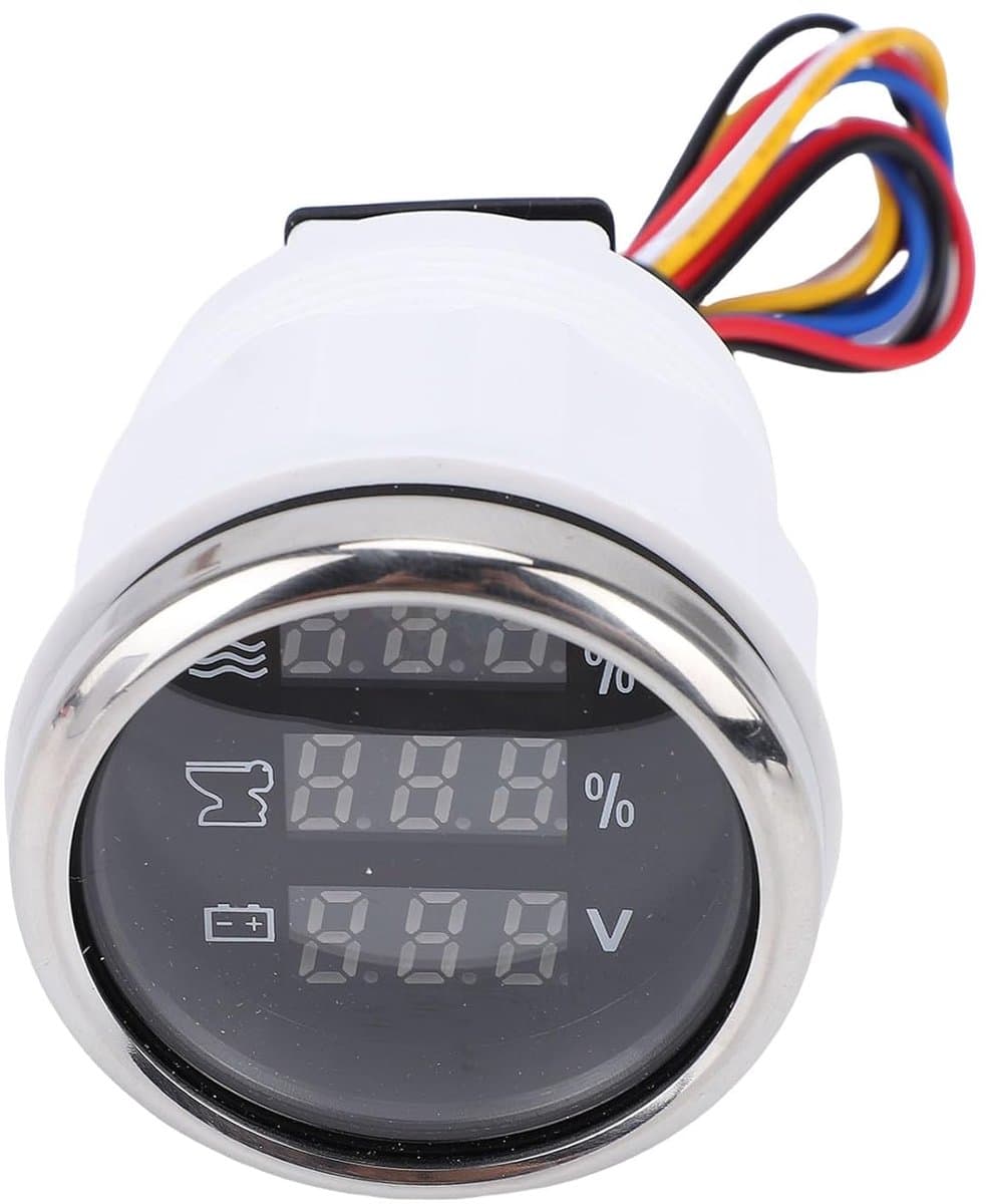 Digitale Displaymeter - Niveaumeter Spanningsmeter - Voertuig Monitoring - Duidelijk Kleurendisplay - 52 mm - Zwart Zilver