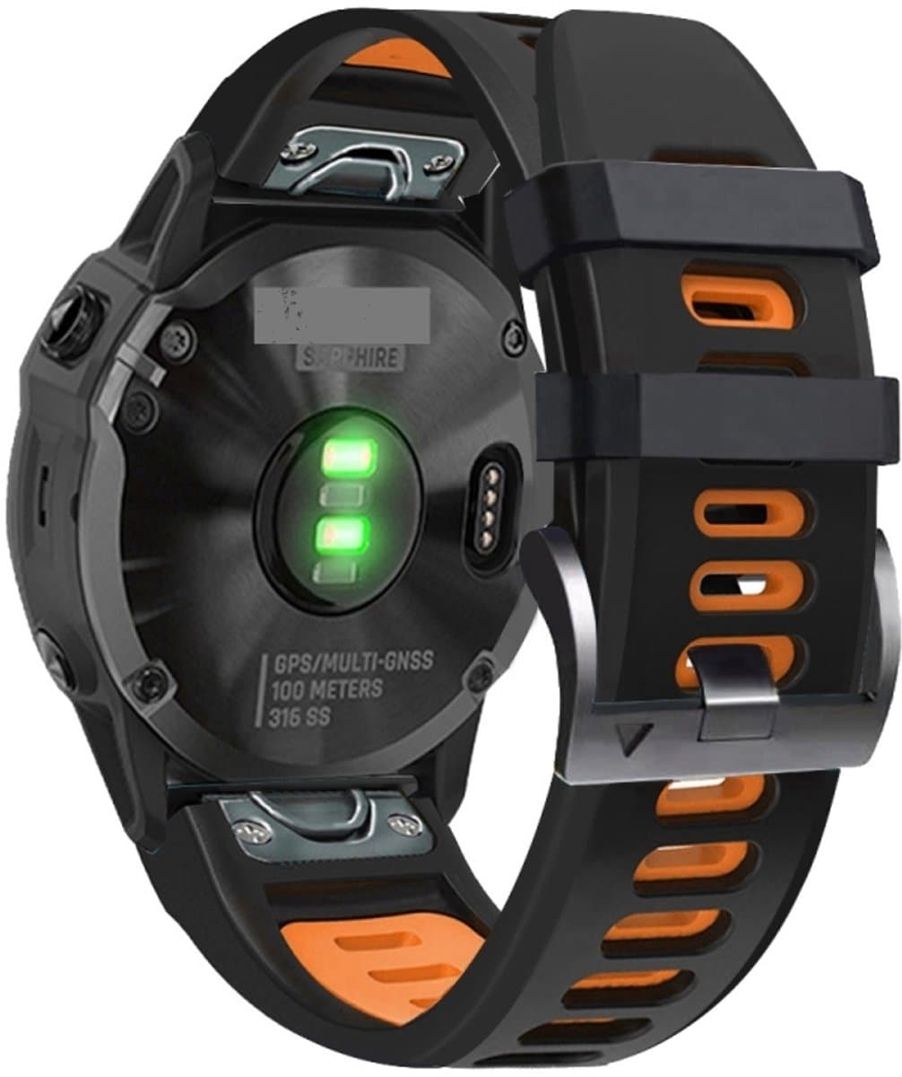 Voor Garmin Fenix 6 Pro 22mm Silicone Sports Two-Color Watch Band (Black+Orange)