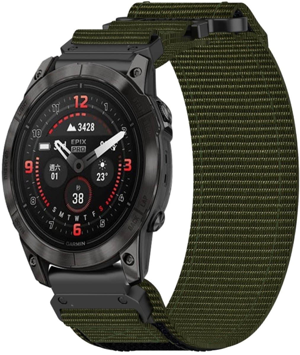 Voor Garmin Epix Pro 47 mm 22 mm nylon klittenbandsluiting horlogeband (legergroen)
