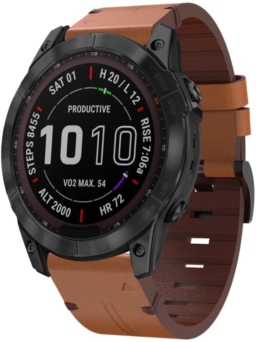Voor Garmin Enduro 2 lederen horlogeband met stalen gesp (bruin)