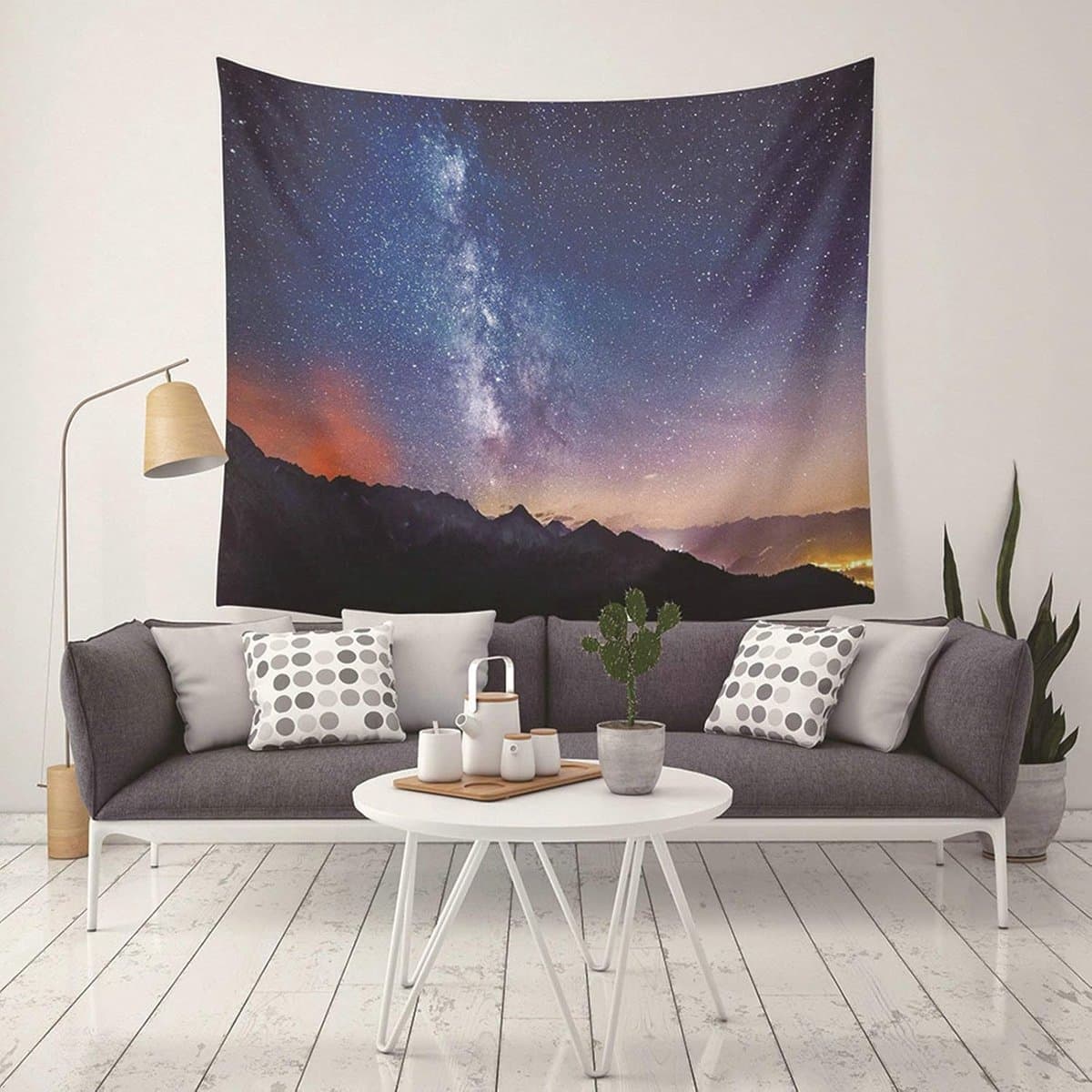Wandkleed Decoratief - Muurdecoratie - Kamer Aankleden - Sterrenhemel Berglandschap - 200 x 150 cm - Veelkleurig