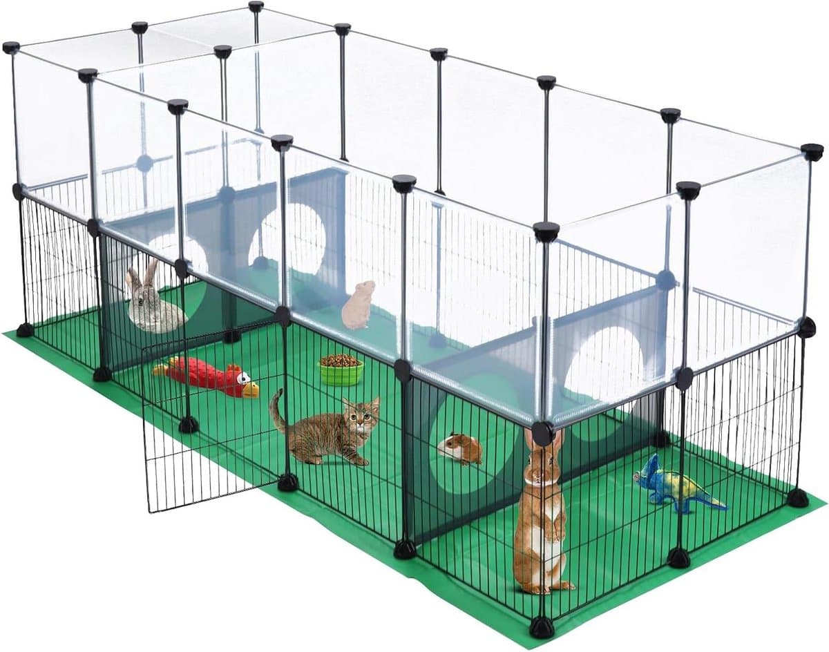 Dierenren - Huisdier Omheining - Veilig Spelen - Modulair Ontwerp - 153 x 64 x 64cm - Zwart