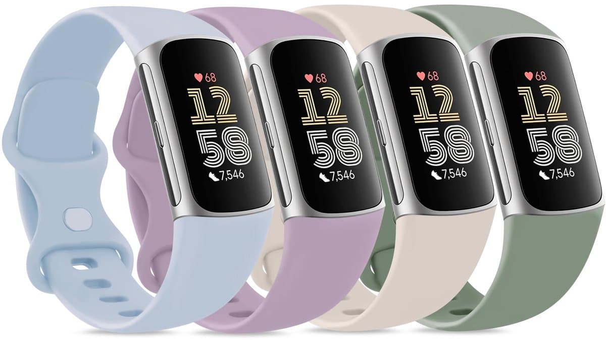 Set van 4 Armbanden voor Fitbit Charge 5/6 - Silikon Sport Armbanden voor Dames en Heren