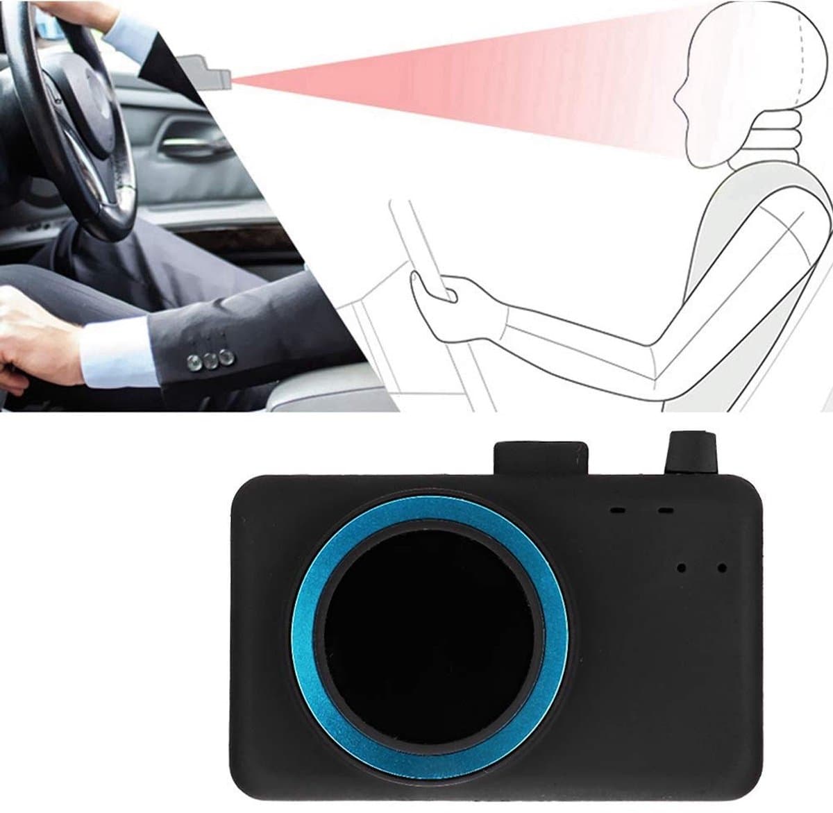 ONF3 - Slaperigheid Alarm - Auto Vermoeidheid Waarschuwing - Veilig Rijden - Slaapmonitor - Real-time Waarschuwing - Geschikt voor Bestuurders -...