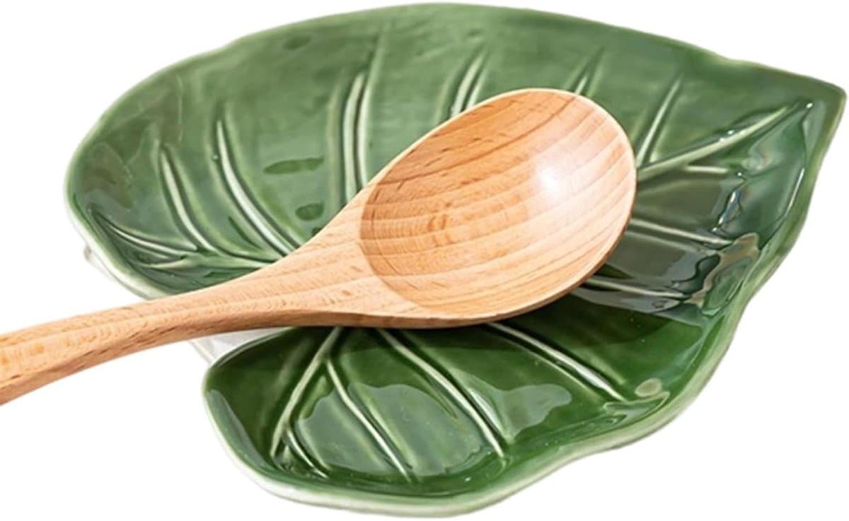 Keramische lepelsteun - Keukenaccessoire - Koken en Bakken - Druppelvangend ontwerp - 14.5 x 12.5 cm - Groen