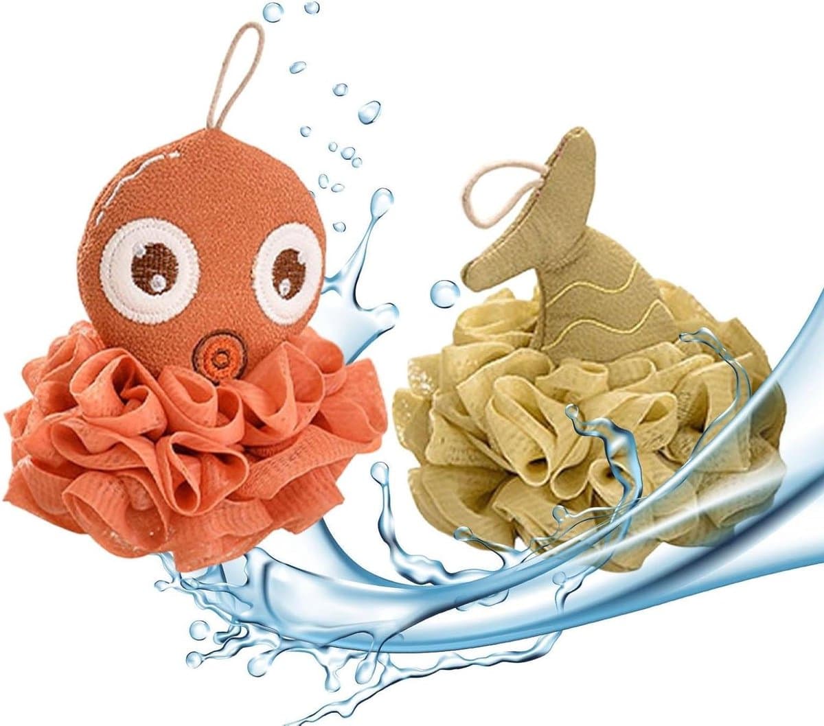 Badspons Set - Mesh Spons - Dagelijkse Reiniging - Vrolijk Cartoon Design - 2 stuks - Multicolor