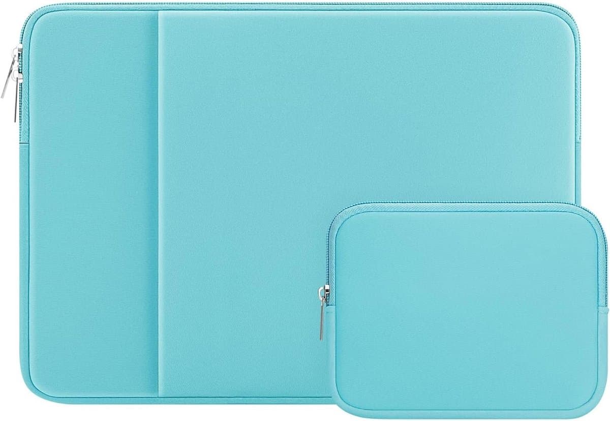 Beschermende 14 Inch Laptop Sleeve met Voorvak en Accessoire Tas voor Notebook, Chromebook en Tablet (Blauw)