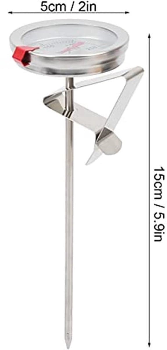 Diepvriesthermometer 15cm - Met 5cm Schaal en RVS Behuizing - Nauwkeurig voor Oliepan