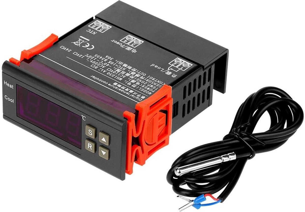 Dailygoods- Temperatuurcontroller met Groot LED-Display - Temperatuurmeter - Temperatuurregeling - Thermostaat voor Koelkast - Temperatuurcorrectie - Bereik -40 tot 120 graden