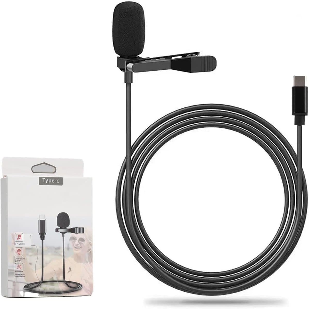 Mini Microfoon - USB C Opname - Duidelijke Audio - Omnidirectioneel Condensator - 1.5m Kabel