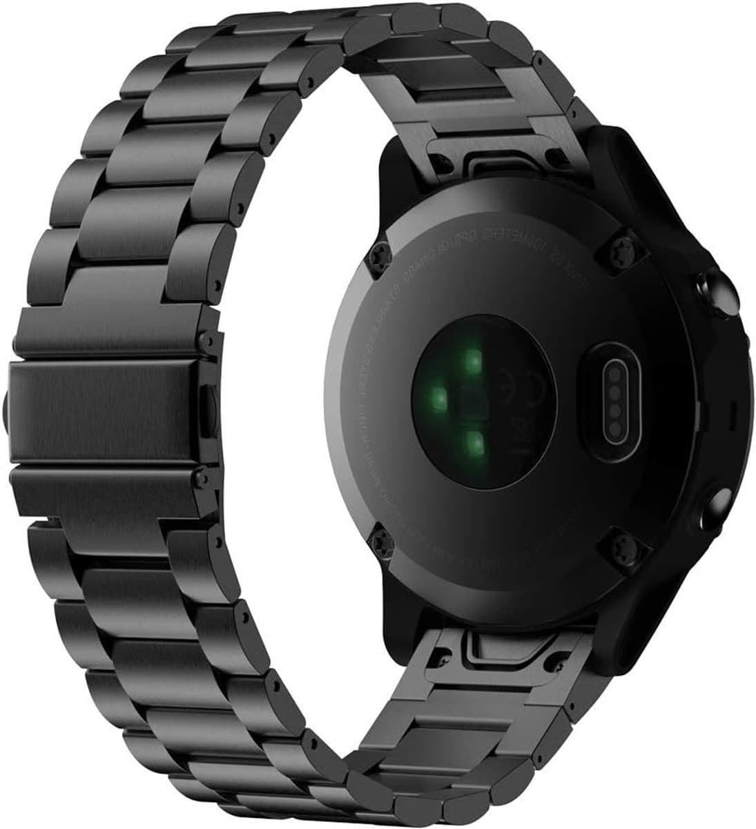 Stijlvolle 22mm RVS Horlogeband voor Garmin Fenix 7/6/5/Forerunner 945/935 - Snelle Vervangband met Dubbele Klapsluiting, Zwart, Duurzaam en Comfortabel
