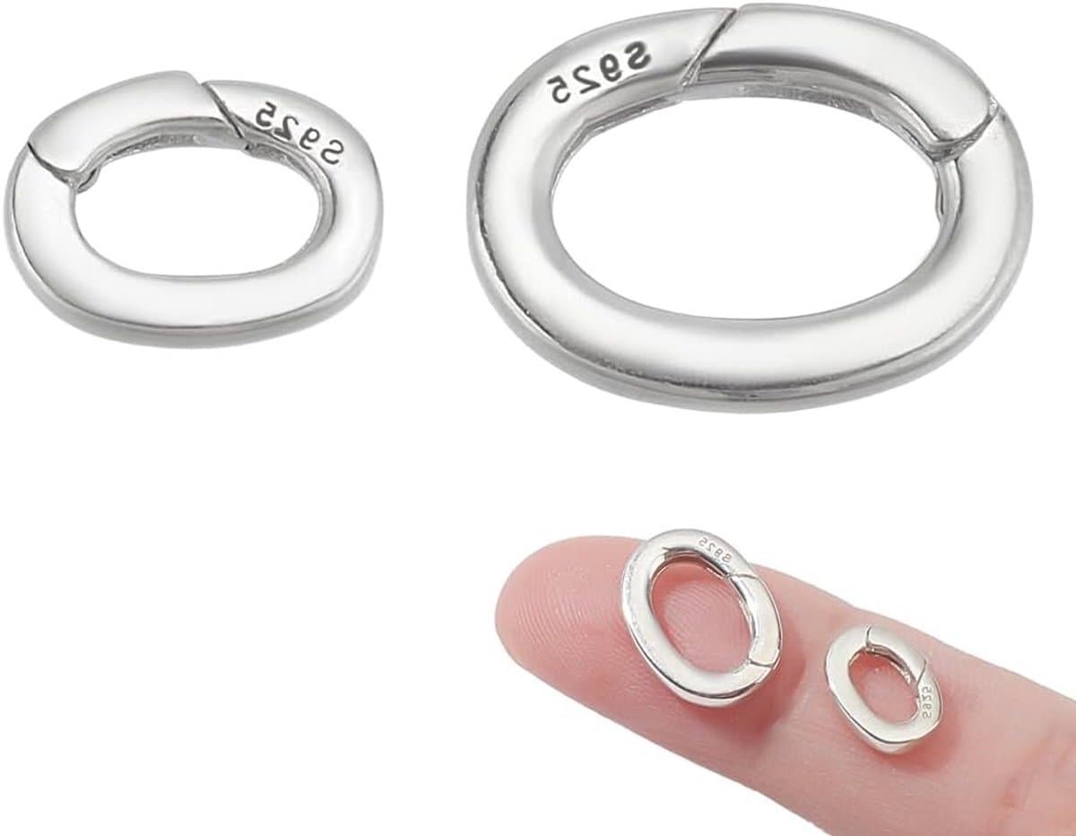 2 Stuks 925 Sterling Zilveren Kettingring Clip, Lobster Ring Connector en Sluiting voor Armbanden, Sleutelhangers en Sieraden Maken