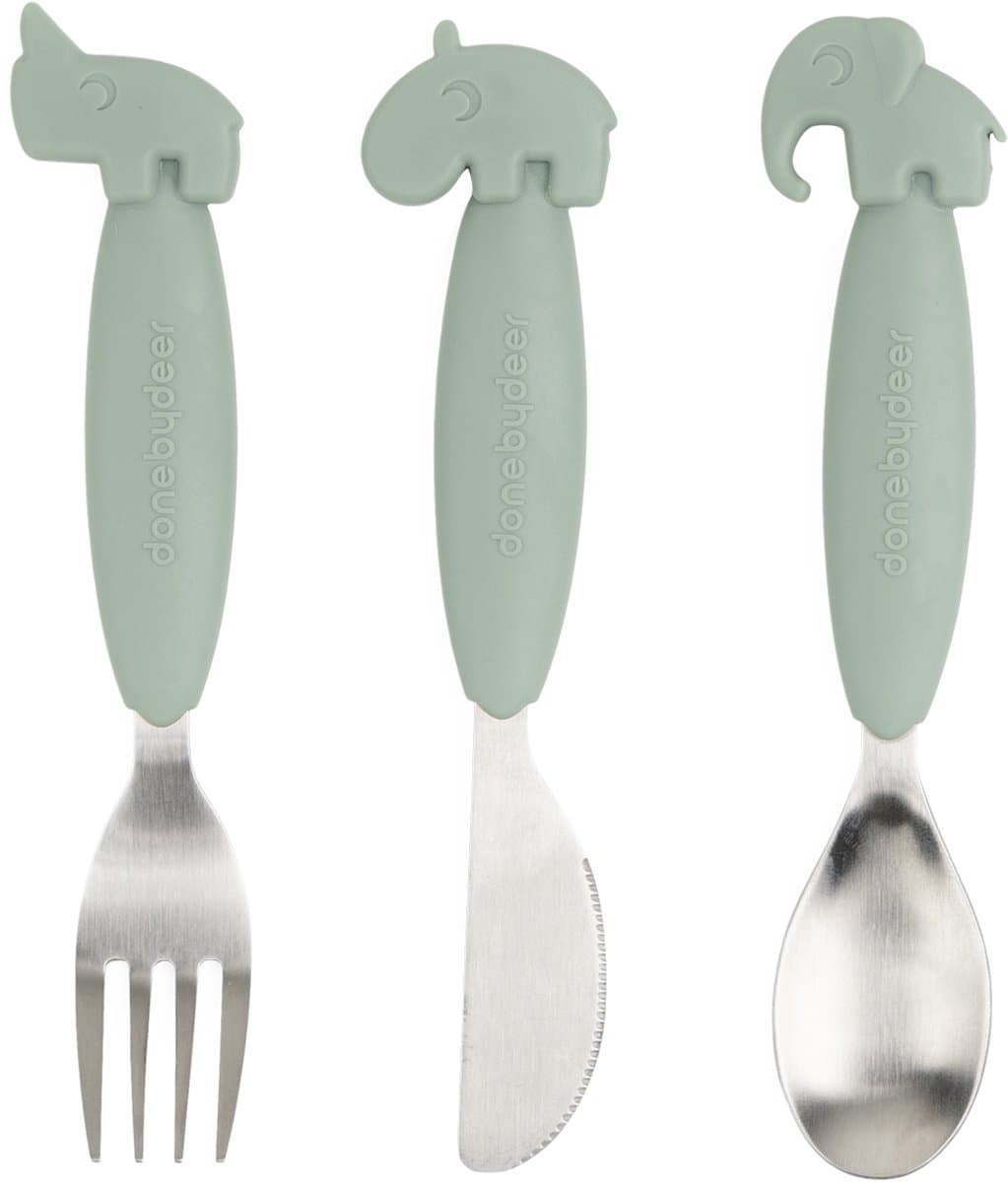 Done by Deer Easy-Grip Bestekset Deer Friends - Green