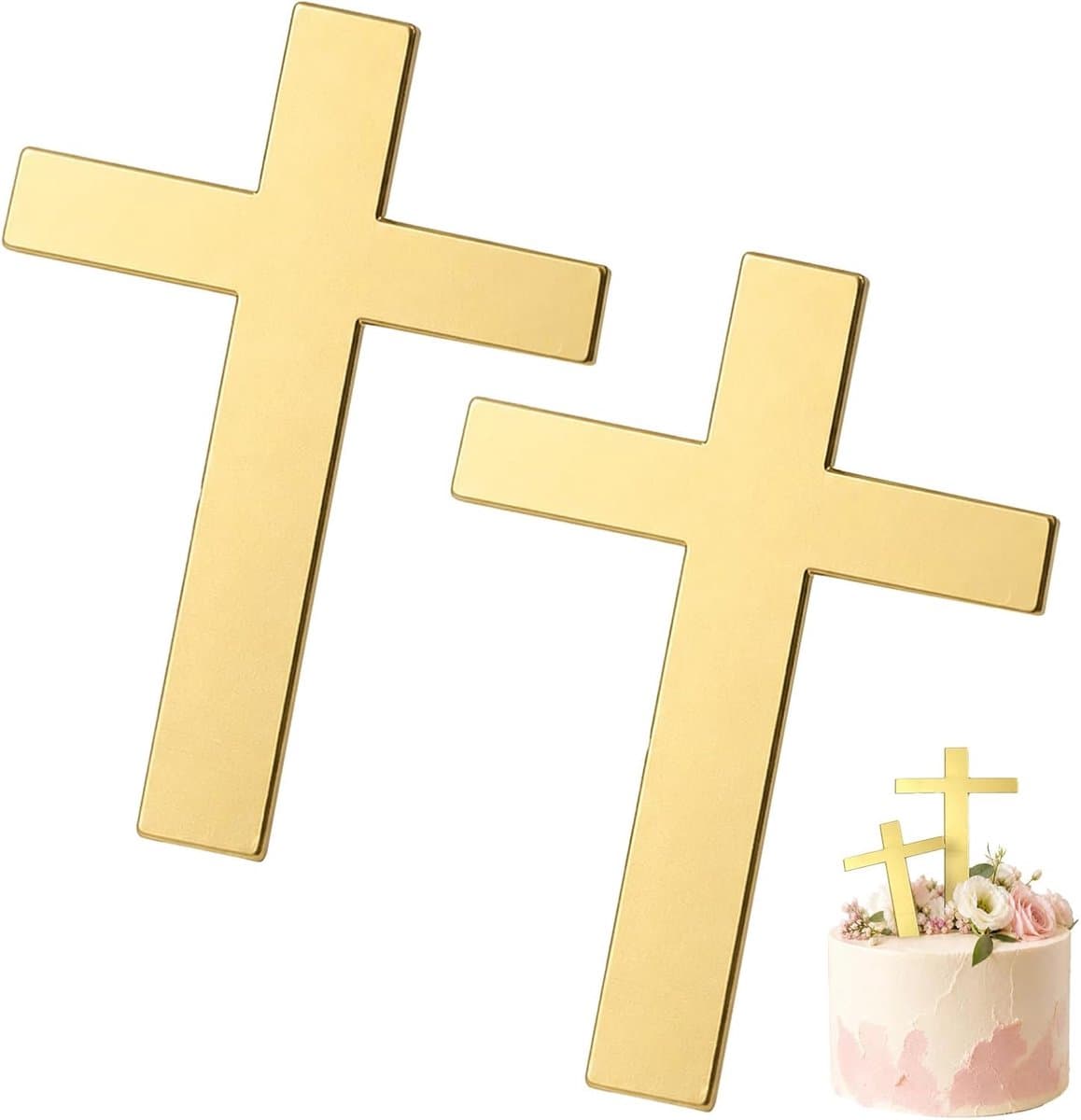 Kruis taartdecoratie doop 2 stuks cake topper communie - ShopVlot