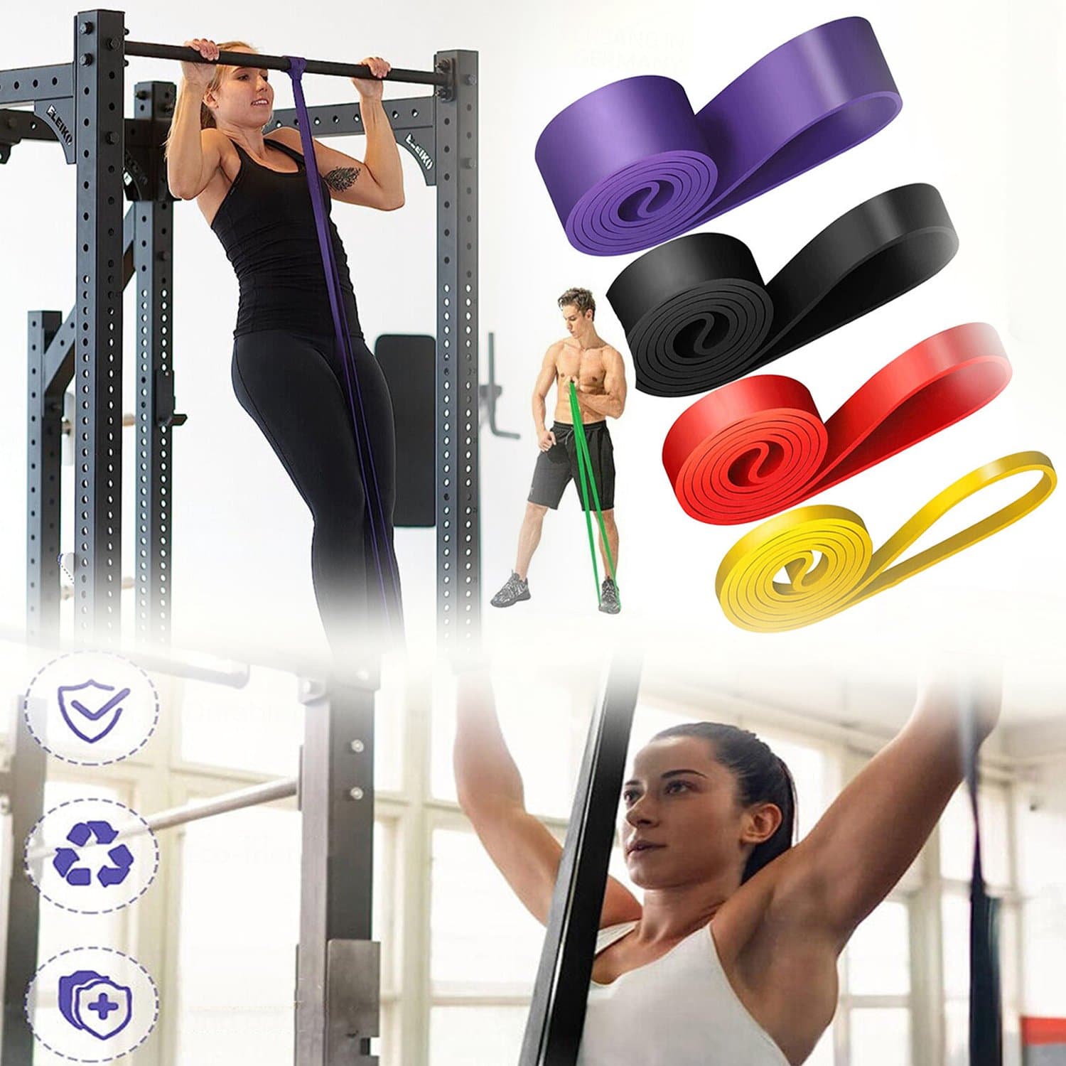 Weerstandsbanden Voor Training, Lange Weerstandsband Voor Pull-Ups – Voor Dames en Heren, Draagbare Thuisgymset.