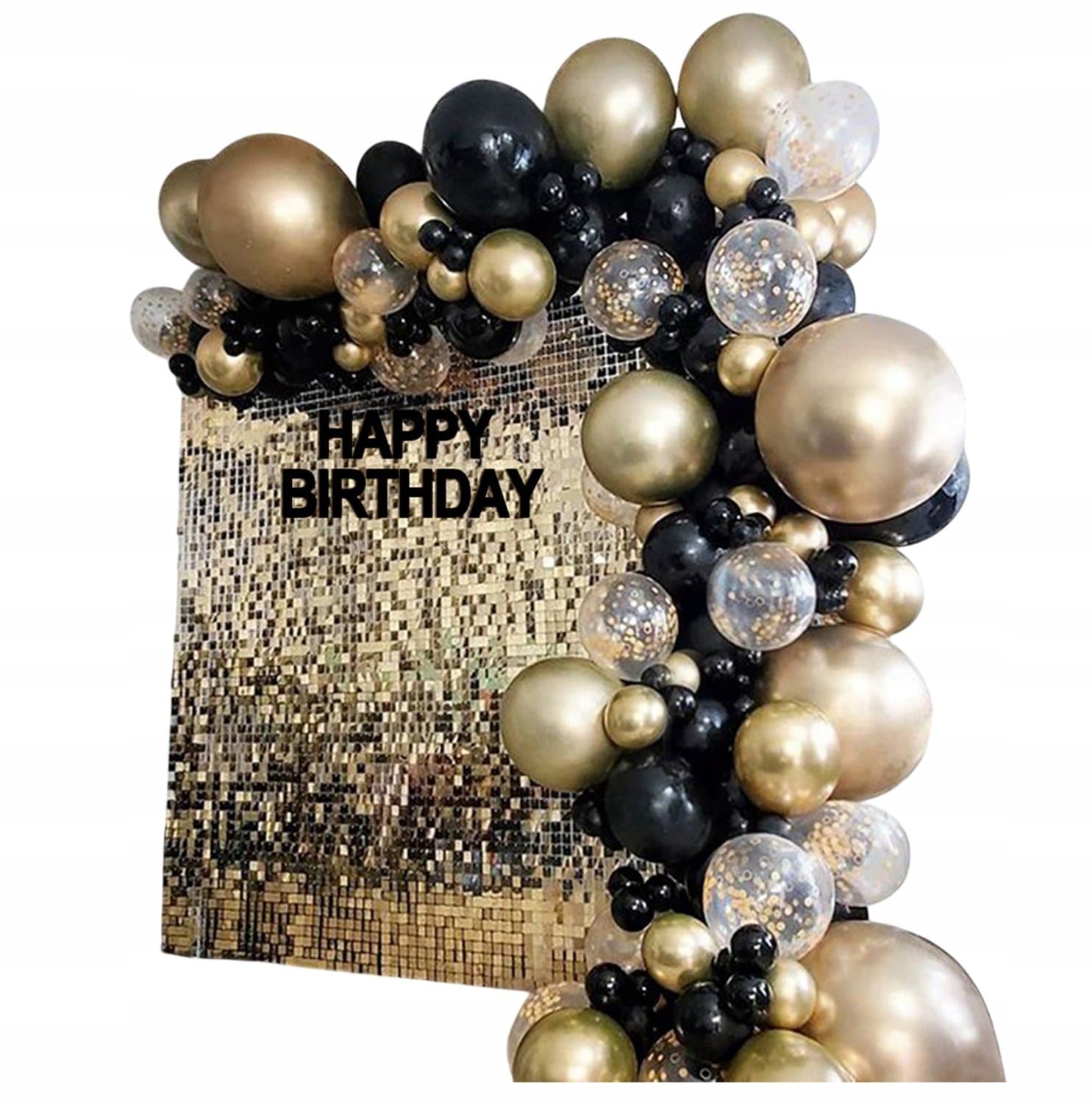 Ballongirlande Zwart Goud - Feestdecoratie Verjaardag & Bruiloft