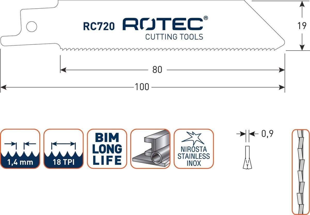Reciprozaagblad RC720 / S522EF set 5 stuks