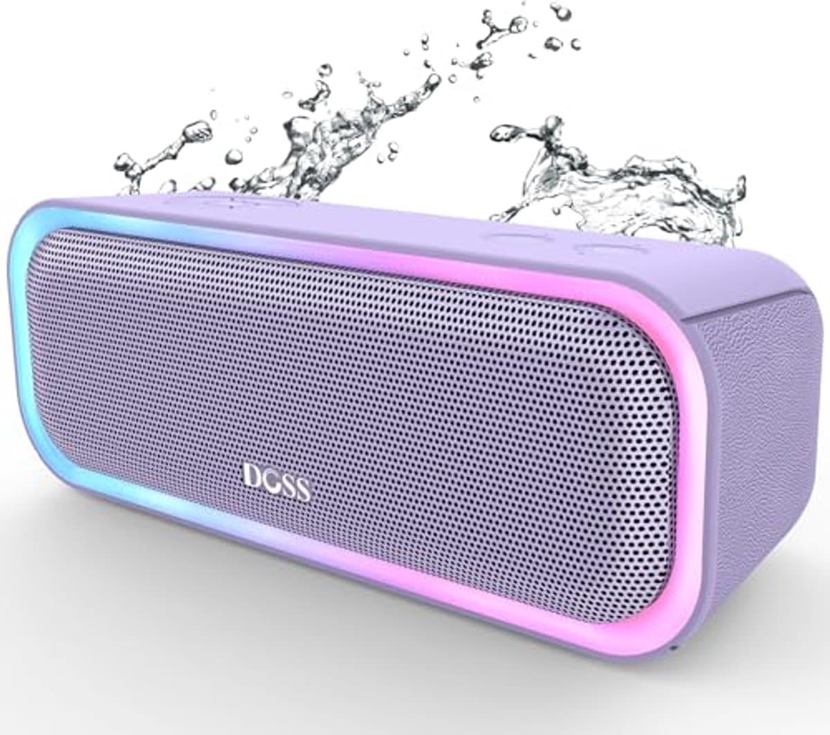 Draadloze Bluetooth Speaker met 20W Stereo Geluid, Extra Bass, IPX6 Waterproof, TWS Koppeling, Multikleurige Lichten, 20U Speeltijd, Draagbaar voor Strand en Buitengebruik