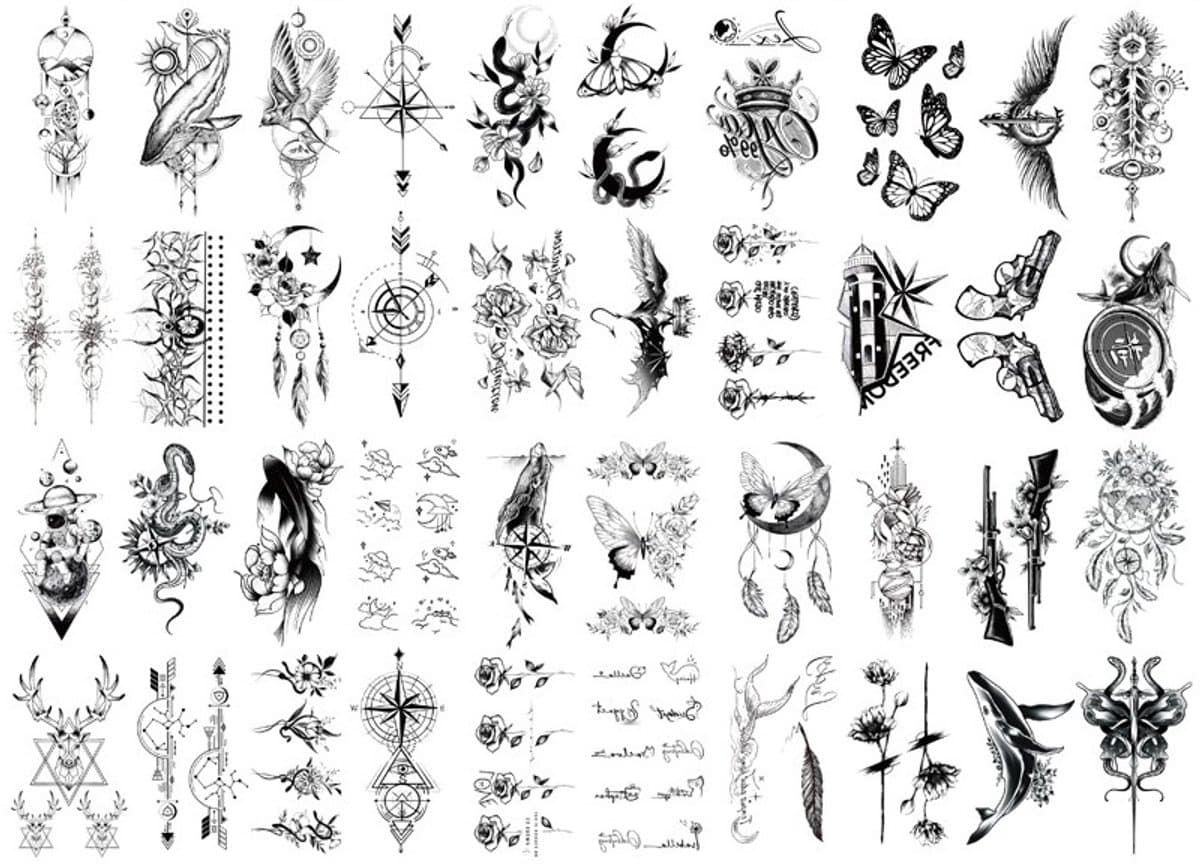 Waterdichte tatoeages/wrijfstickers, verpakking van 40 stuks