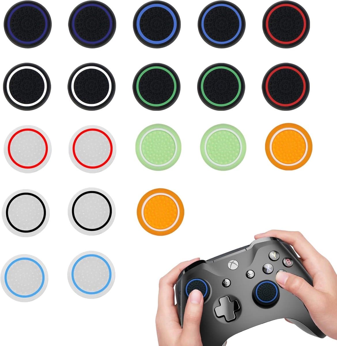 Thumb Grips - Silicone Joystick Protection Attachments - Pack van 20 - Vervangcaps voor PS5, PS4, Xbox One Series X/S