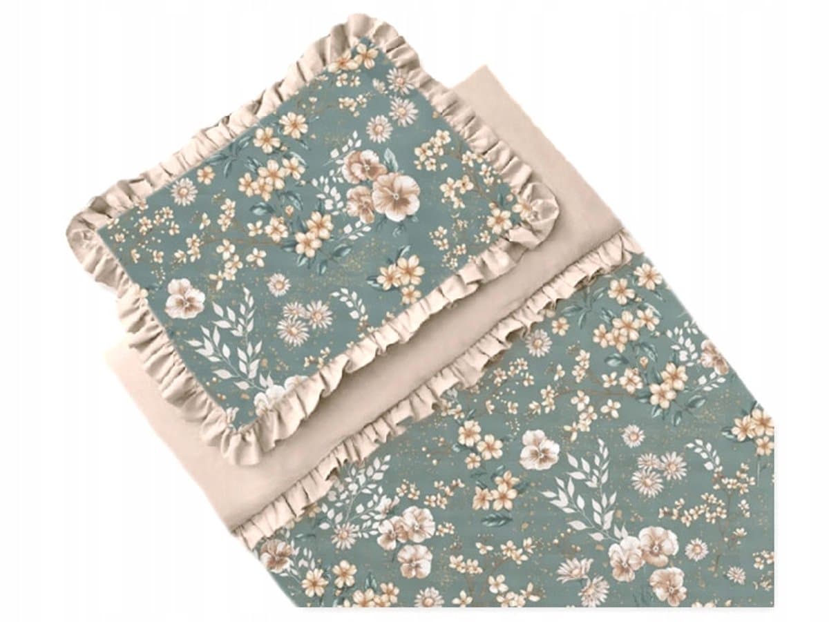 Dekobeds Laken 100x160 Katoen met Ruches - Groen