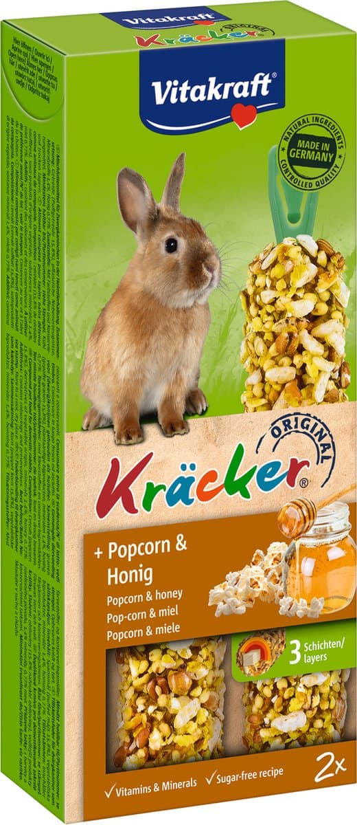 Vitakraft Dwergkonijn Kracker - Popcorn - Knaagdierensnack - 2 St