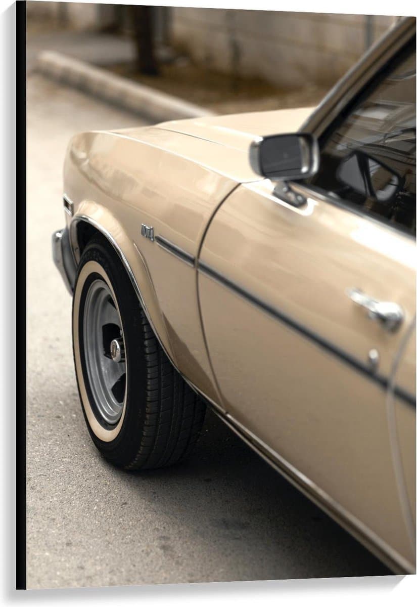 Canvas - Oldtimer Beige - 80x120cm Foto op Canvas Schilderij (Wanddecoratie op Canvas)