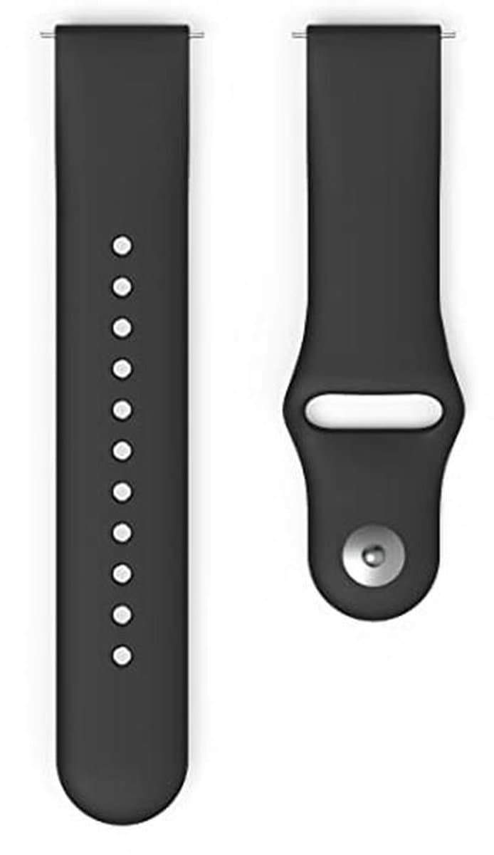 Verstelbaar 22 mm Horlogeband voor Smartwatch - Silicone Reservearmband Zwart