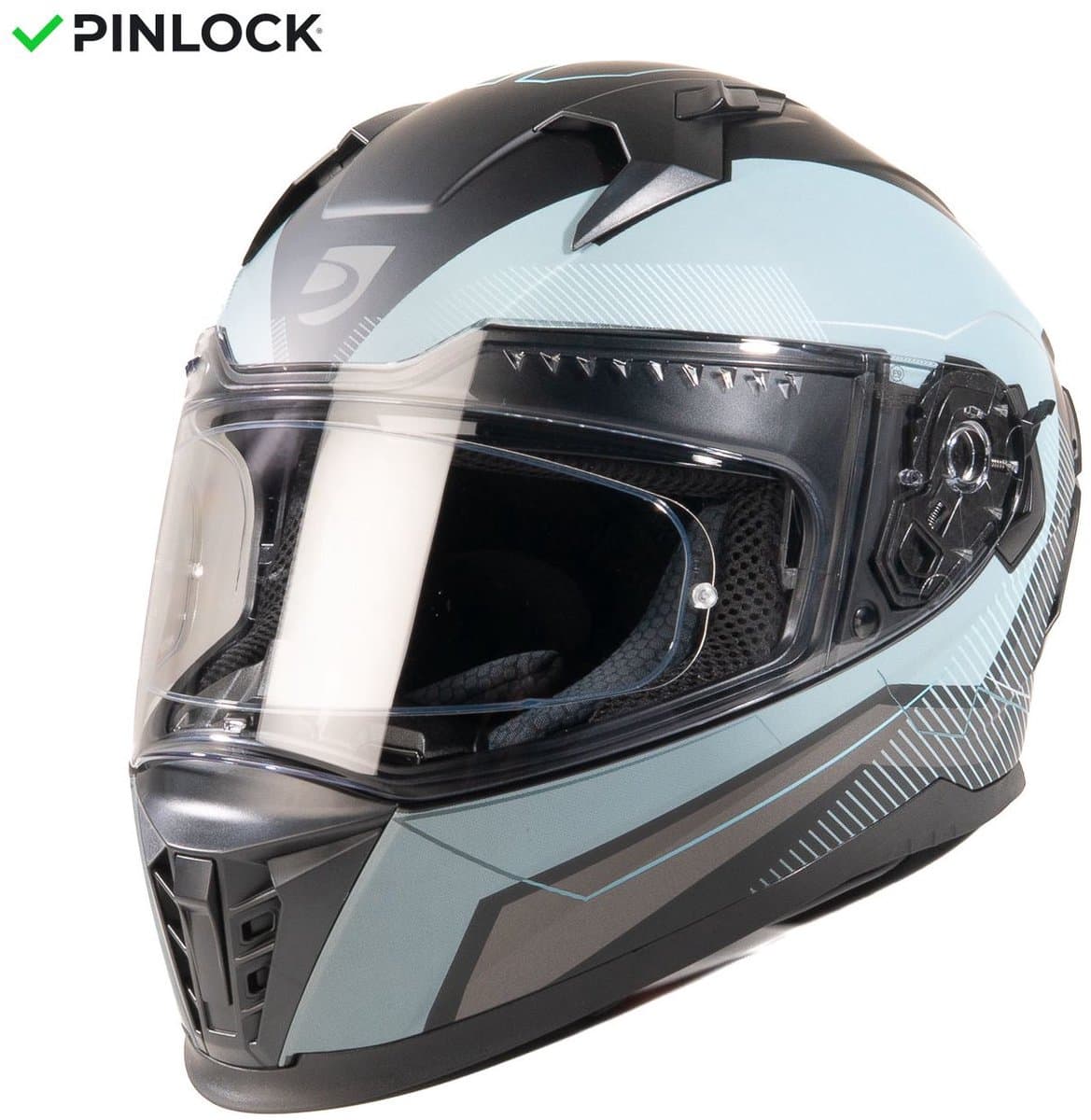 MOTOBLOUZ EROS NEOXYS Integraalhelm - ECE 22.06 gekeurde Helm Scooter, Motor & Brommer - Heren & Dames - Zwart Blauw Grijs - M
