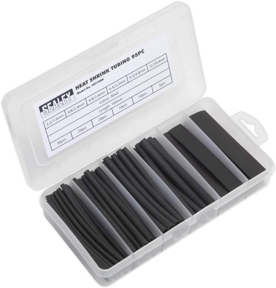 Krimpkous Assortiment 95 Stuks Zwart - Diverse Maten 100mm Doorsnede - Hittekrimpbare Buizen