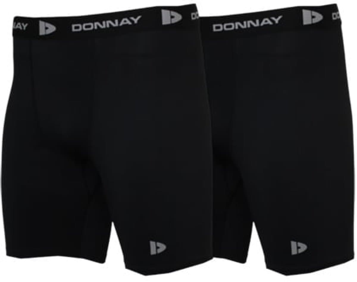 2-Pack Donnay - Compressie Short - Thermo/Sportshort (15cm) - Heren - Black (020) - maat L