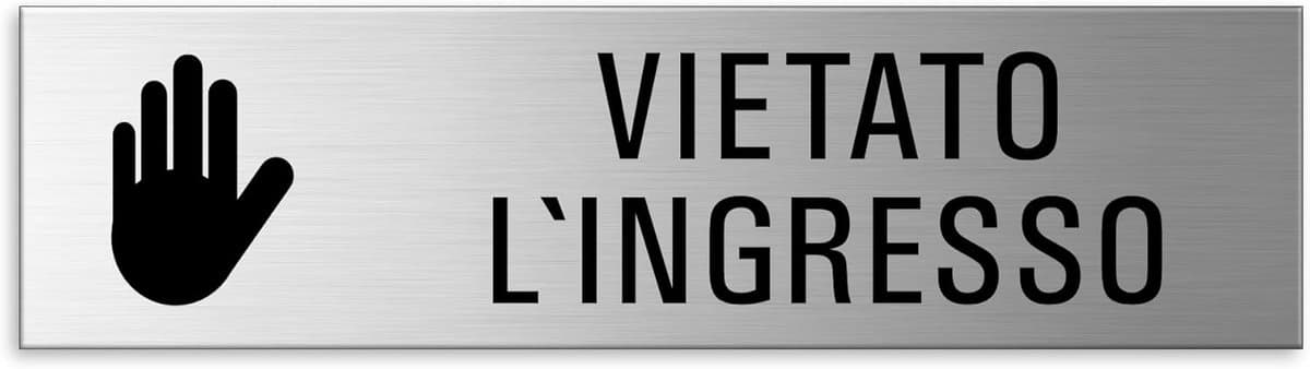 Toegangsbord - Verboden toegang - Duidelijke signalering - Aluminium metaal - 150x40mm - Zilverkleurig
