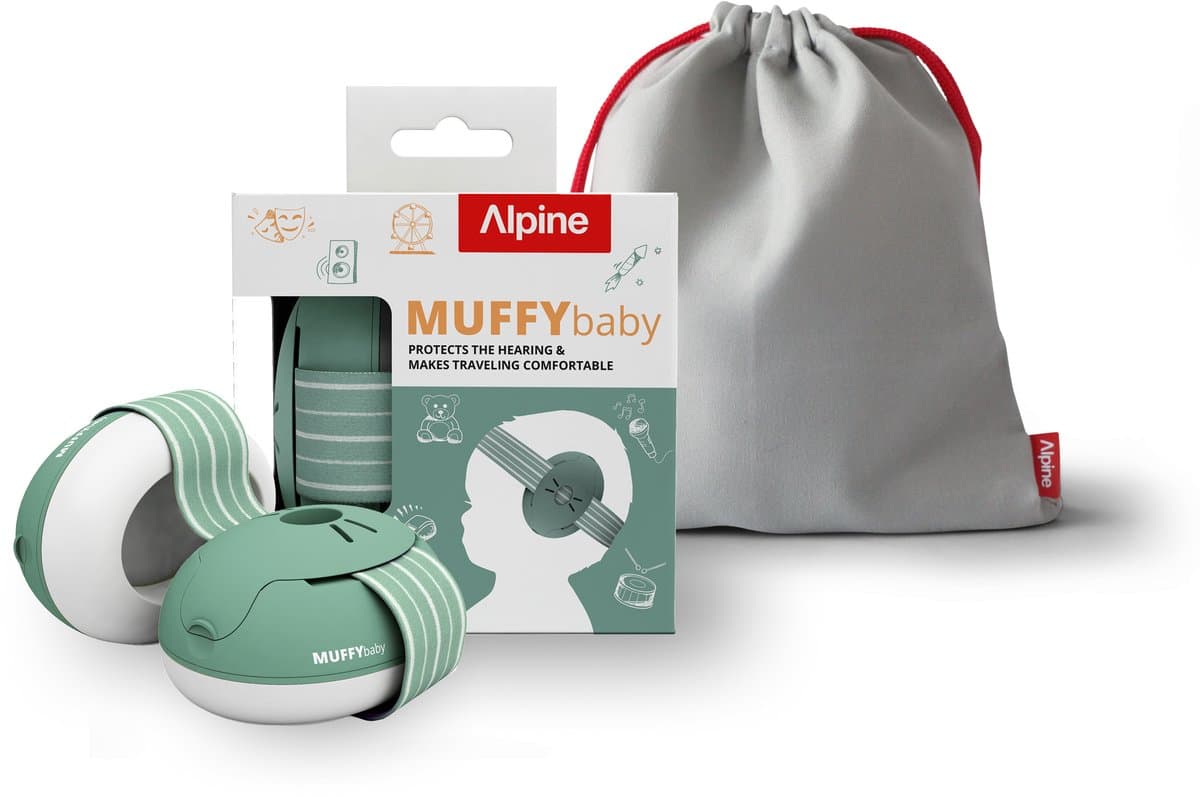 Alpine Muffy Baby Gehoorbescherming - gehoorbescherming voor baby's en peuters tot 48 maanden - geluidsbescherming voorkomt gehoorschade - comfortabele pasvorm - Groen