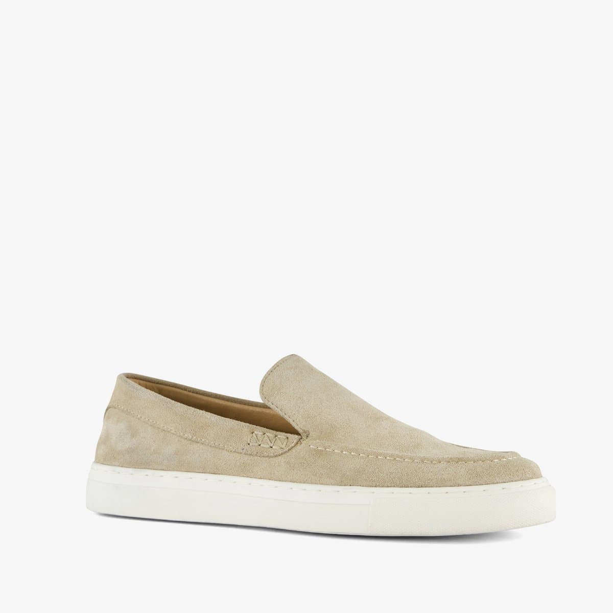 Van Beers suede heren instappers beige - Maat 46 - Echt leer - Uitneembare zool
