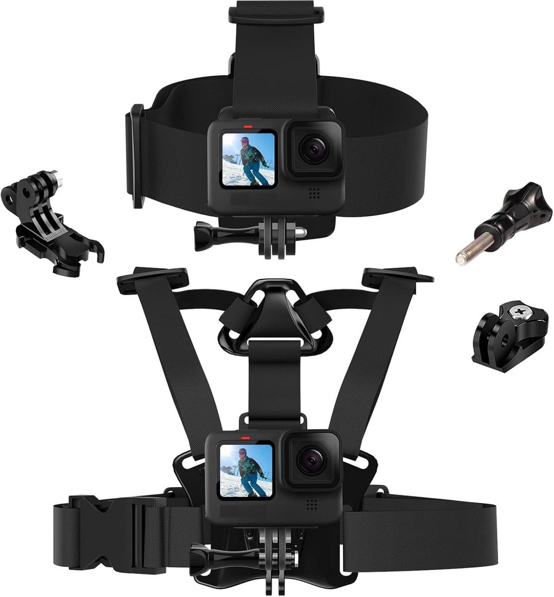 Verstelbare Hoofdband en Borstband voor Action Camera
