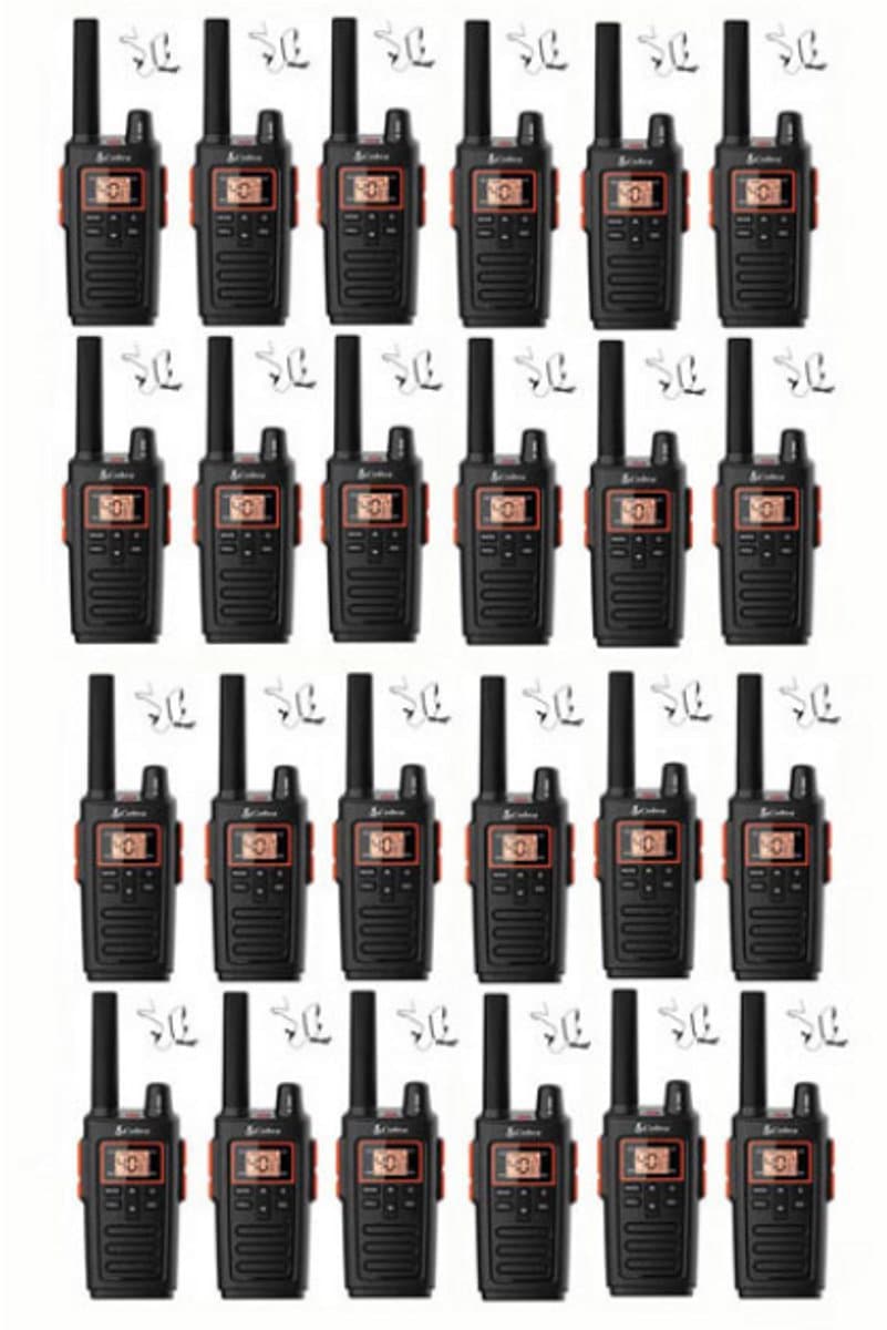 Set van 24 Cobra RX380 PMR446 portofoons IPX2 met beveiliging oortje