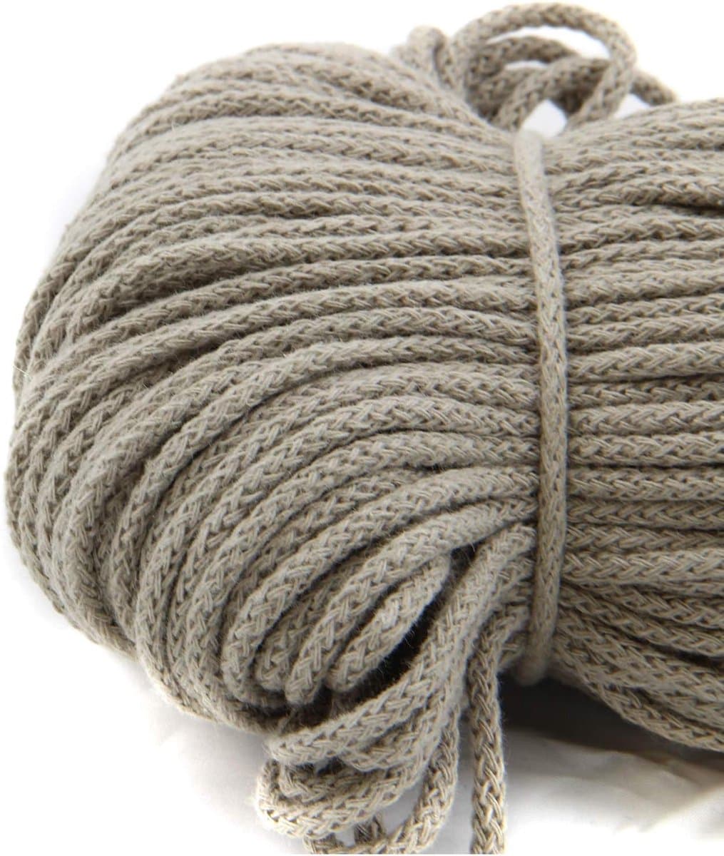 100 Meter Katoenen Koord 4mm Dik - Sterk Sier- en Knutsel Touw (Donkerbeige)