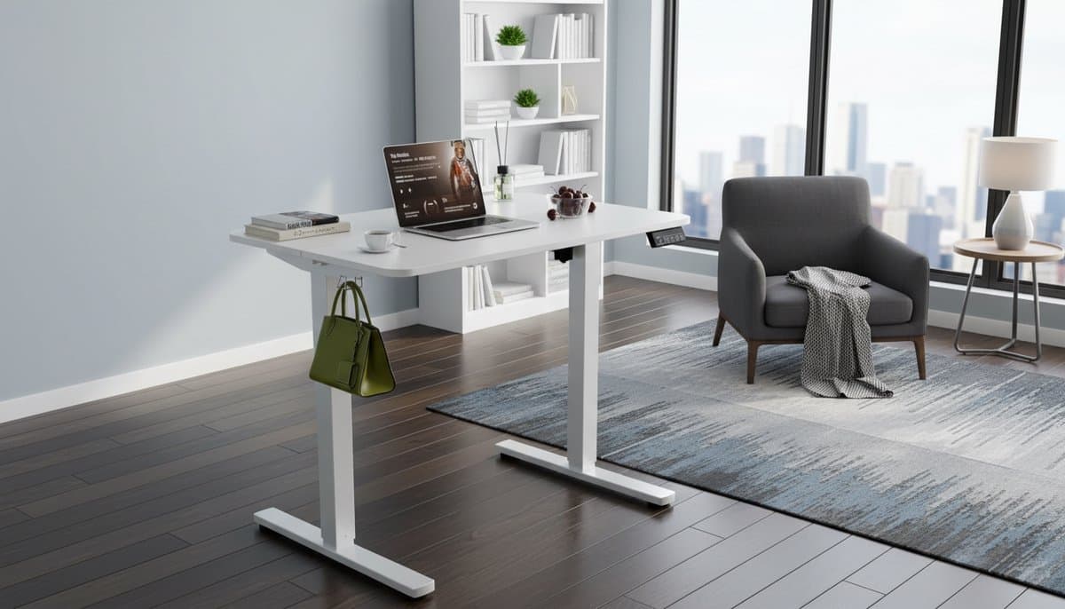 Electric Desk Casa Velluto OptiStand – 90x60 cm – In Hoogte Verstelbaar Zit-Sta Bureau – Modern Wit – Ergonomisch Elektrisch Bureau met 2 Geheugeninstellingen