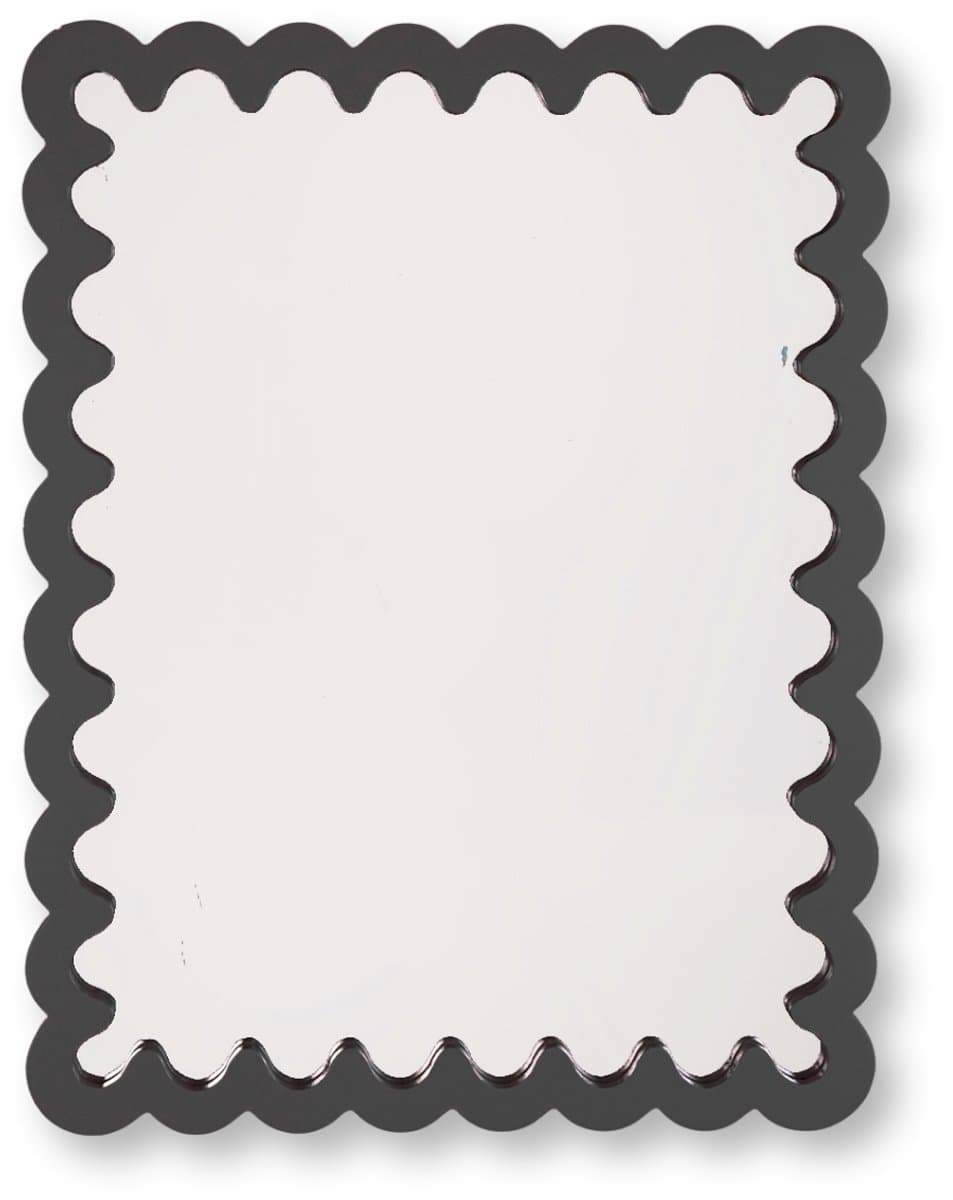 Housevitamin Wandspiegel 24x33 cm – Zwart – Golvende Rand – MDF – 1,5 cm Dik – Lichtgewicht – Modern Design – Decoratieve Spiegel