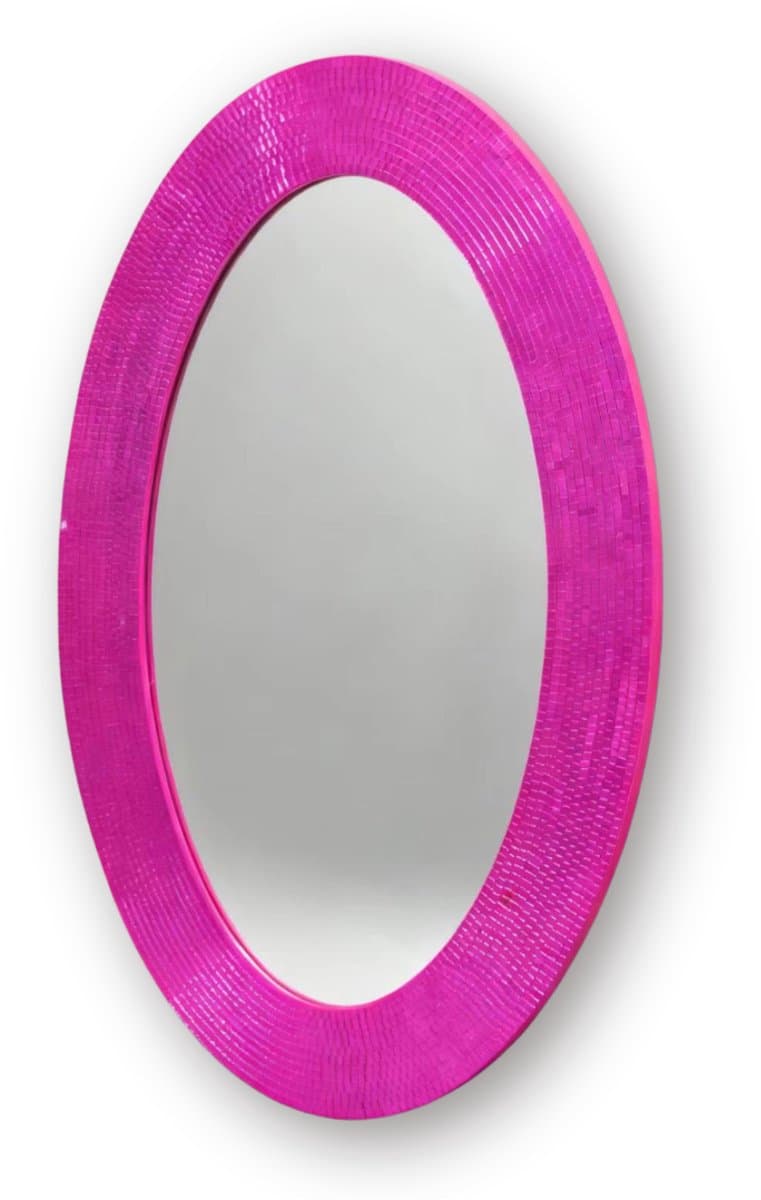 Housevitamin Disco Wandspiegel – Rond – Roze – Ø40 cm – Spiegel met Discosteentjes – Glamour Wandspiegel – Design Wanddecoratie