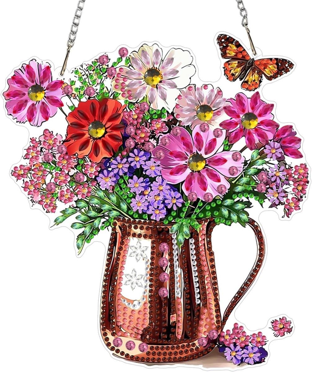 5D Diamant Schilderen Set voor Volwassenen - Vlinders en Bloemen Hanger