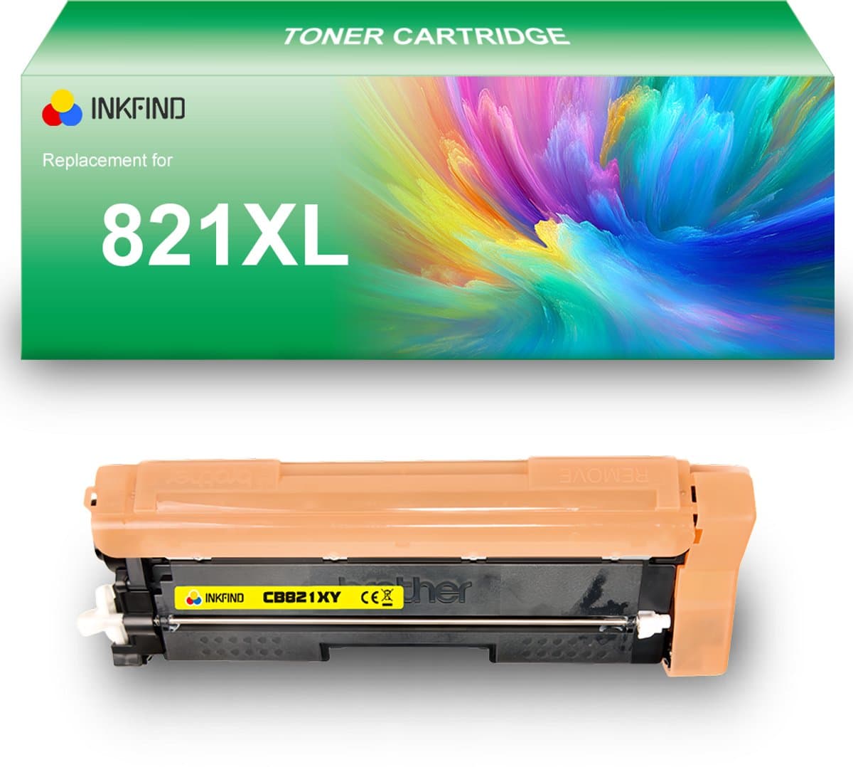 INKFIND TN821XL Geel tonercartridge compatibel met Brother TN821XL TN-821XL Geel toner cartridge - 1-pack Geel