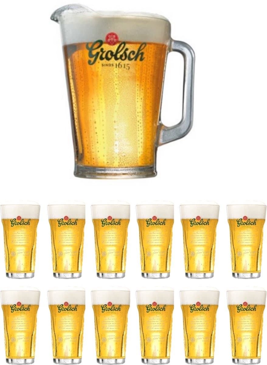 Grolsch Pitcher pakket - 1 x Pitcher + 12 Grolsch 25 cl Craft glazen