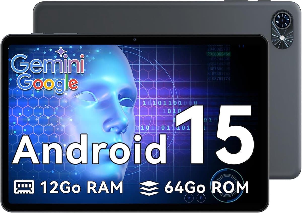 TABWEE Tablet T80 - Gemini AI - 12GB RAM - 64GB ROM - 10.5 Inch - 6000 mAh - Android 15 - 5G WiFi - Bluetooth 5.0 - Grijs